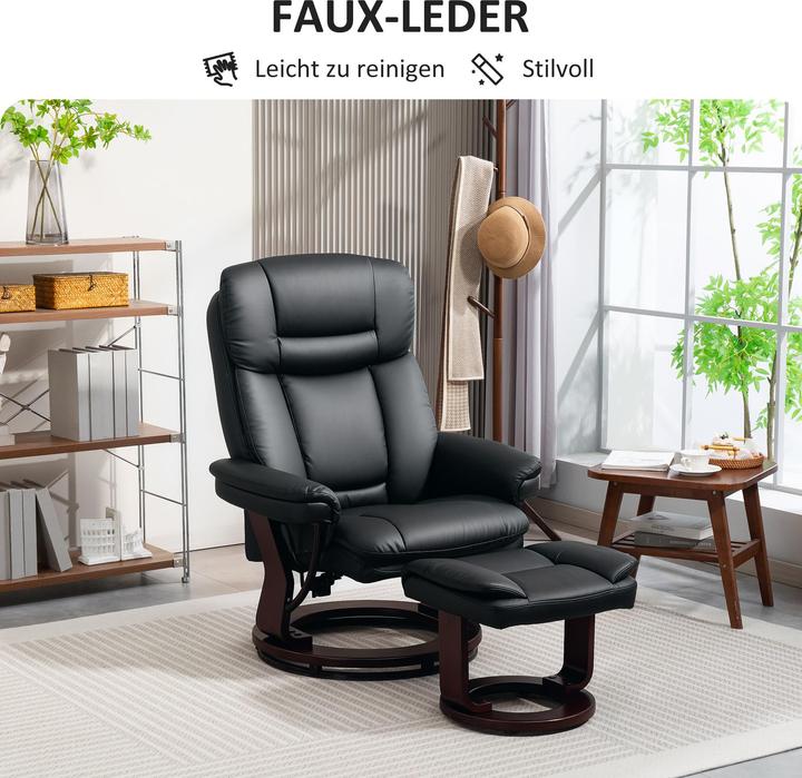 Image du produit Homcom Relaxsessel mit Hocker Kunstleder Schwarz