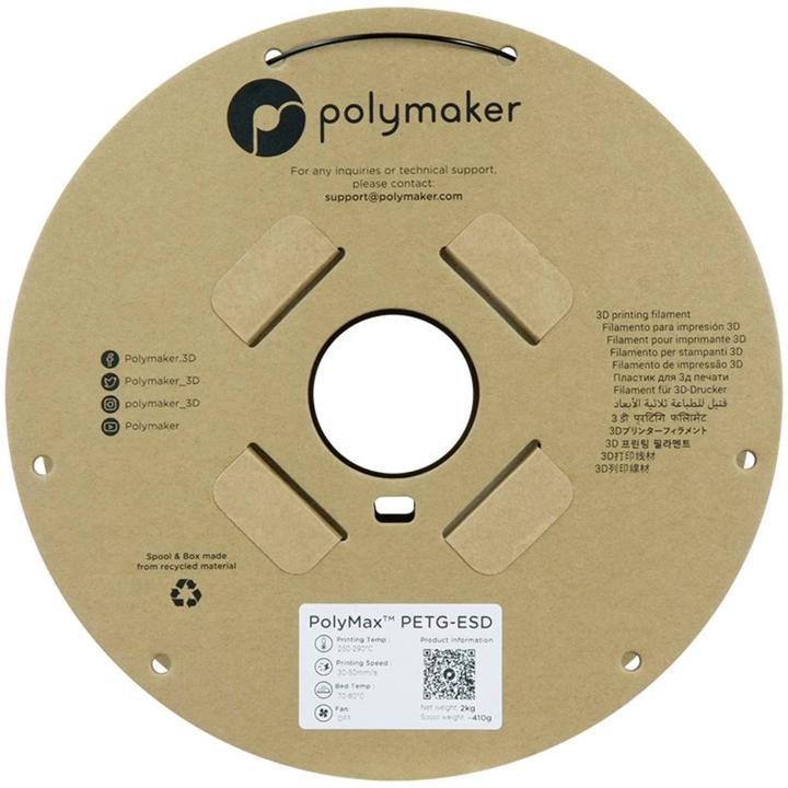 Image du produit Polymaker PolyMax PETG-ESD (PETG, 1.75 mm, 2000 g, Noir)