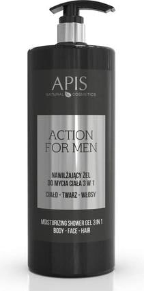 Actual product image Apis Natural Cosmetics Action For Men 3in1 nawilżający żel do mycia ciała twarzy i włosów 1000ml (1000 ml)