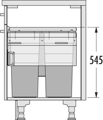 Image du produit Hailo Euro Cargo 600 inbouwsysteem voor uittrekfront 4 binnenemmers 2 x 38 L + 12L + 2,5L. licht grijs (91 l)