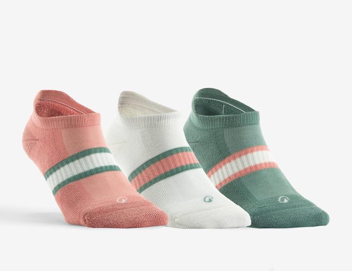 Artengo Tennissocken RS500 Low 3er-Pack rosa Motive/weiss/grün Decathlon (39 - 42)