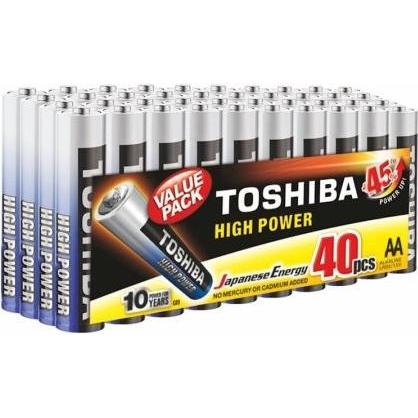 Toshiba High Power batterier Alkaline, AA, 40 stk. (40 pz., AA), Batterie + pile