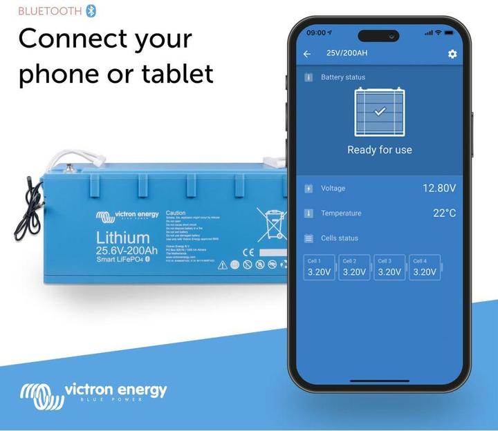 Produktbild Victron Energy LiFePO4 Battery 25,6V/200Ah - Smart-a (25.60 V, 200 Ah)