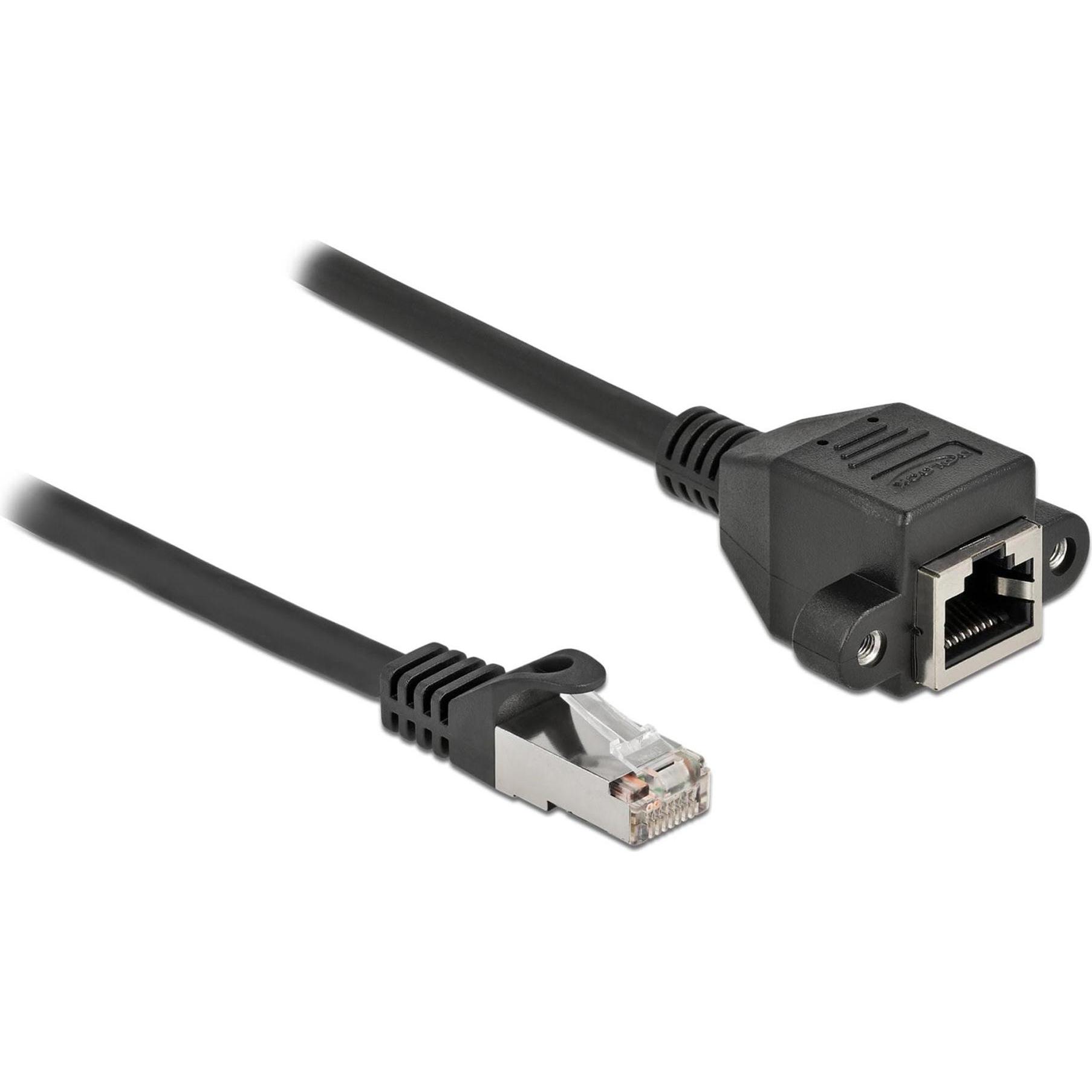 Delock Netzwerk Verlängerungskabel S/FTP RJ45 Stecker zu RJ45 Buchse Cat.6A 5 m schwarz (S/FTP, CAT6a, 5 m), Netzwerkkab...