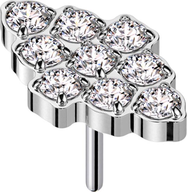 Actual product image Star Piercing Threadless diamond silver crystals silver (Titanium, without brass)