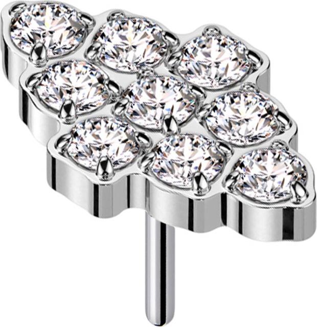 Actual product image Star Piercing Threadless diamond silver crystals silver (without brass, Titanium G23)