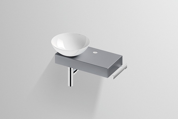 Produktbild Alape Piccolo Novo Waschplatz, B/H/T 555/400/320, Schalenbecken weiss, links, 1 Hahnloch, Konsole mi