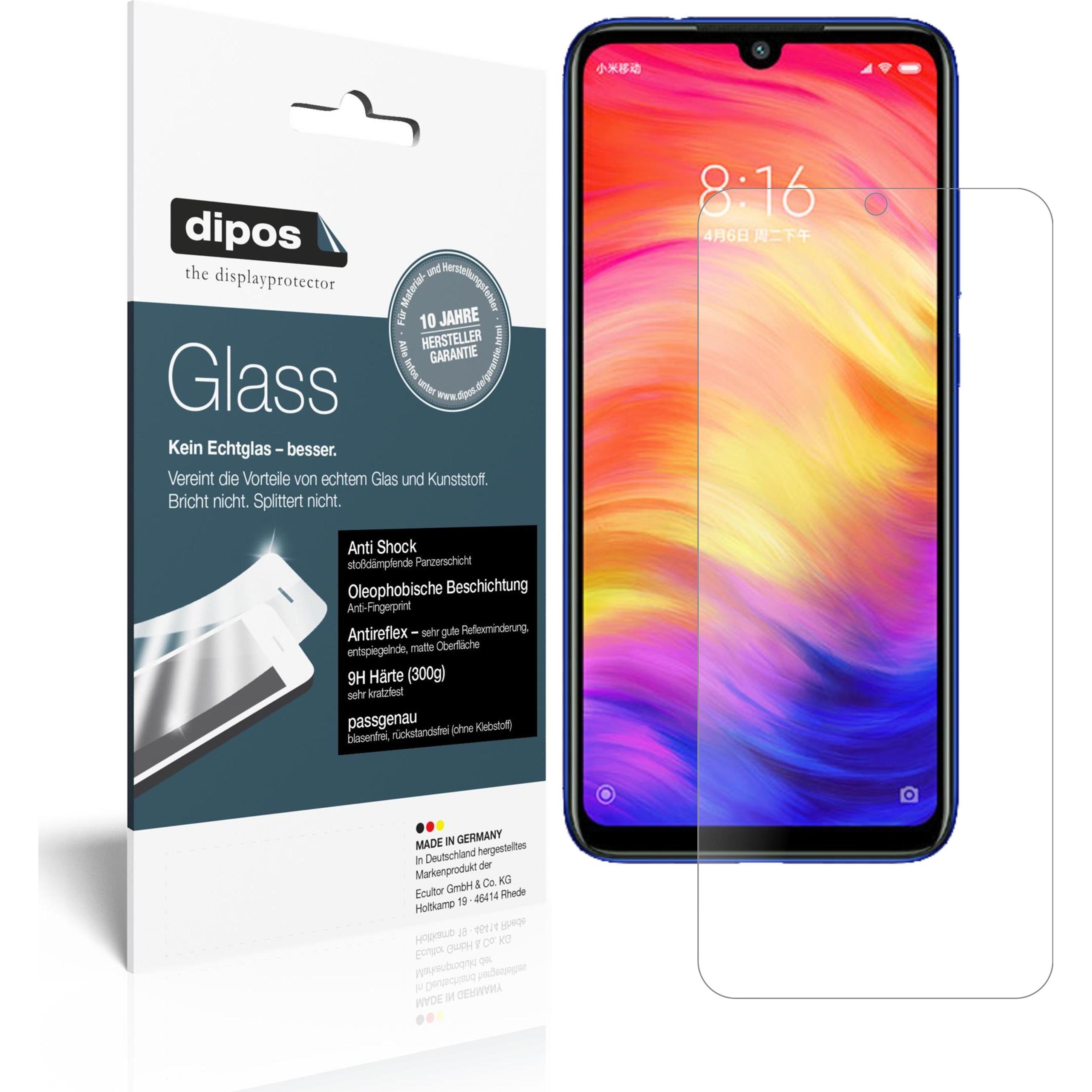 Dipos Displayschutz Anti-Shock (2 Stück, Xiaomi Redmi Note 7 Pro), Smartphone Schutzfolie, Transparent