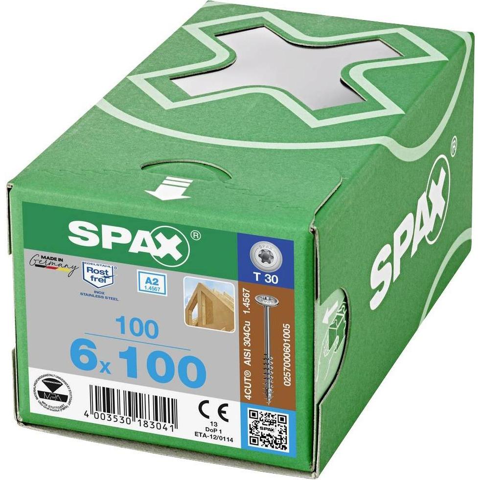 Thumbnail - Spax, Schrauben, Tellerkopfschraube R 88193 m.Spitze/T-STAR TG 6 x 80/61-T30 A 2 (100 Schrauben pro Stück)