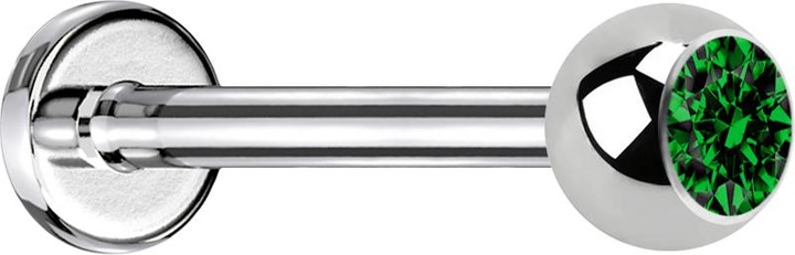 Produktbild Star Piercing Micro Labret silber mit Kugel Kristall grün (ohne Messing, Chirurgenstahl 316L)