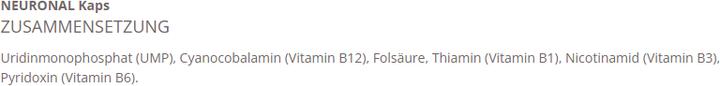 Nährwerte und Zutaten Biocinalis+ Neuronal (20 Stück, Kapseln, 36 g)