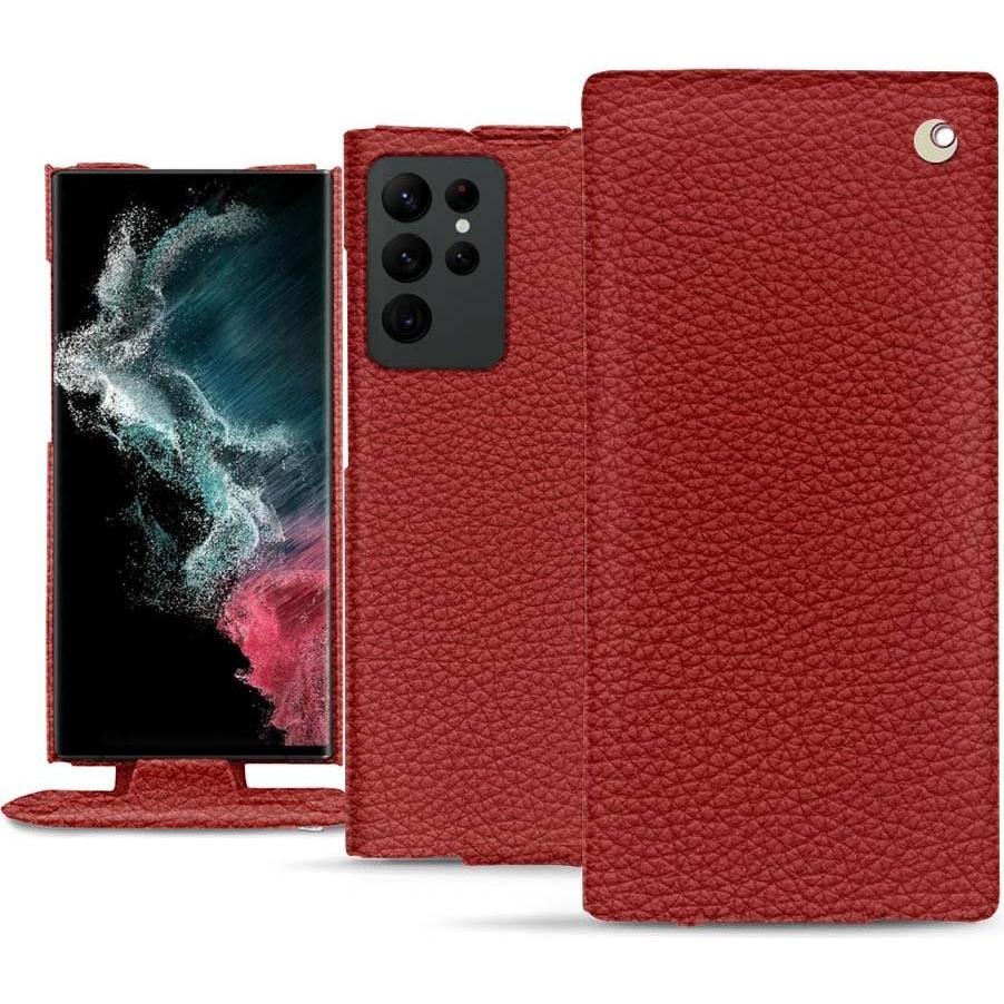 Noreve Lederschutzhülle vertikal (Samsung Galaxy S22 Ultra), Smartphone Hülle, Rot
