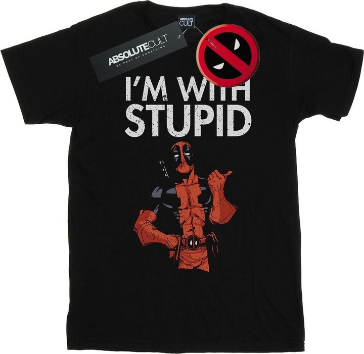 Actual product image Mens Deadpool I'm With Stupid T-Shirt (4XL)