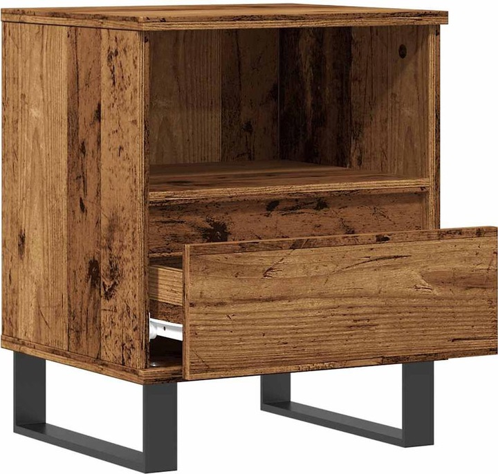 Productafbeelding VidaXL Nachtkastje Opbergruimte Nachtkastje Commode met laden Oud houtlook nachtkastje (40 x 35 x 50 cm)