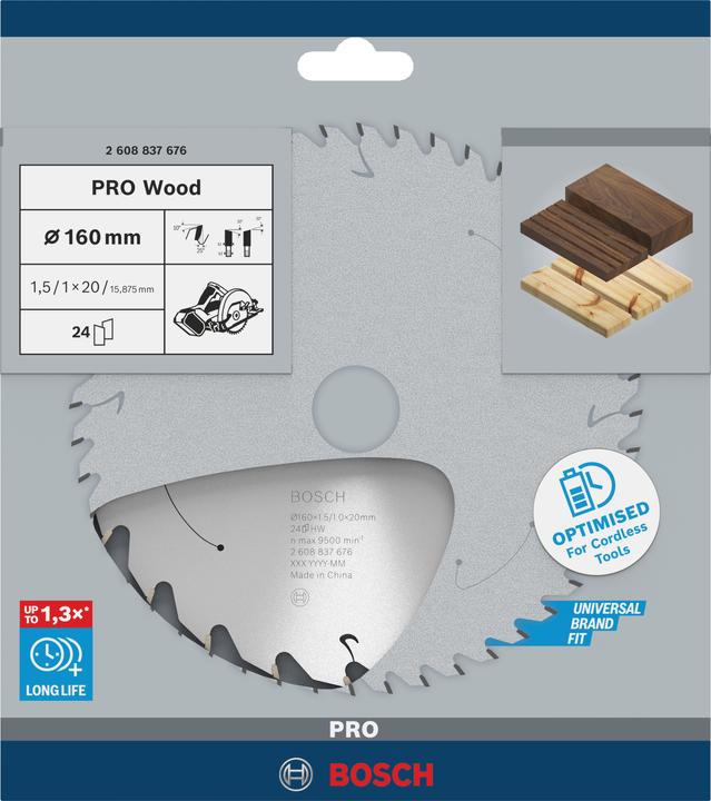 Produktbild Bosch Professional Zubehör PRO Wood cordless Kreissägeblatt, 160 x 1,5 x 20 mm