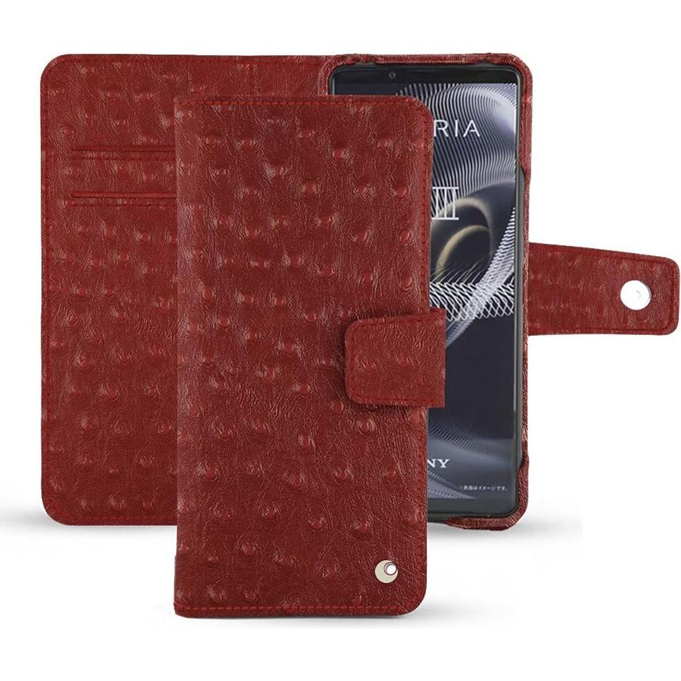 Noreve Lederschutzhülle Wallet (Sony Xperia 5 III), Smartphone Hülle, Rot
