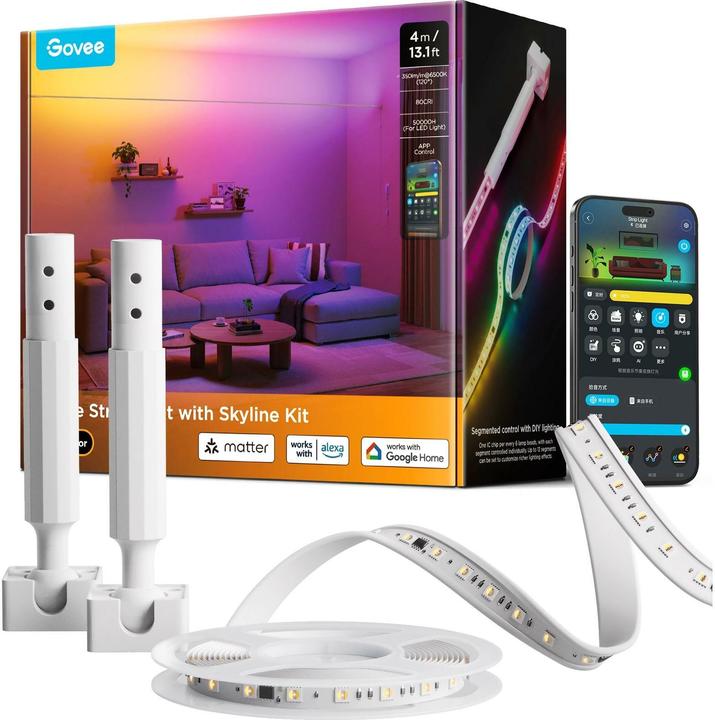 Image du produit Govee Bande LED RGBICWW (RGBIC, Blanc chaud, 400 cm, Intérieur)