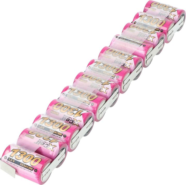 Actual product image AccuCell Battery pack 14.4 Volt with 1300mAh consisting of 12 2/3A NiMH battery 83mm x 68mm x 17mm (14.40 V, 1300 mAh)