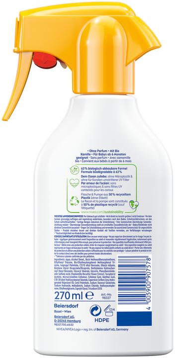 Produktbild NIVEA Sun Babies & Kids Sensitve Protect Trigger (Sonnenspray, SPF 50+, 270 ml, 326 g)