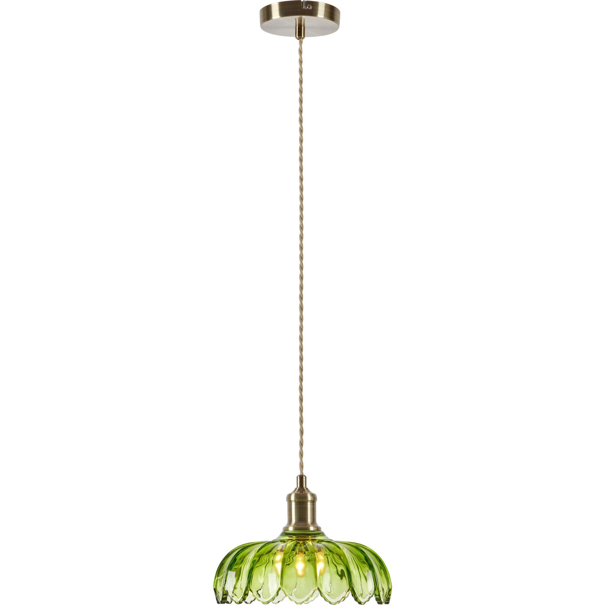 Markslöjd, Lampada a sospensione, KURAGE Pendant 1L Antique Brass/Green (E27)