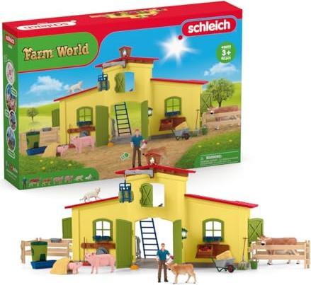 Actual product image Schleich Farm World Large Stable with Animals and Accessories