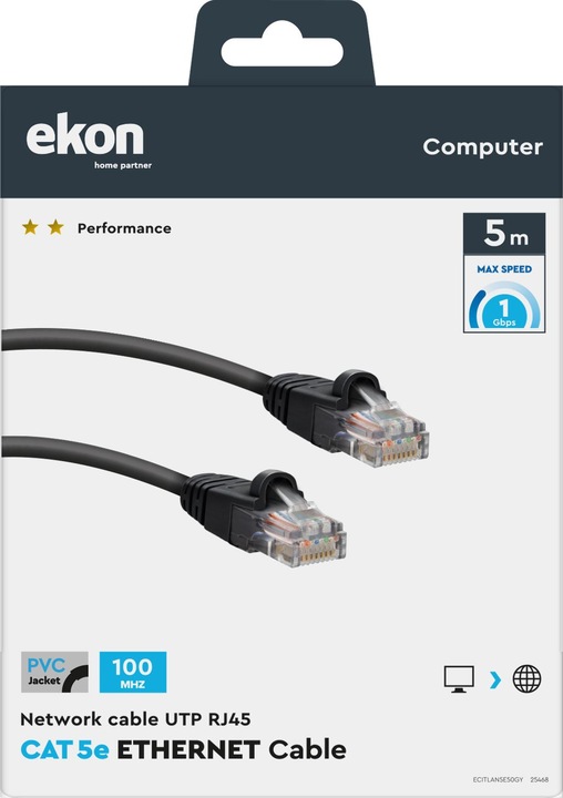Produktbild Ekon Cat 5e network cable (U/UTP, CAT5e, 5 m)
