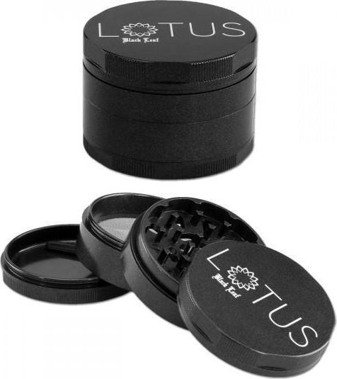 Produktbild Black Leaf Lotus Grinder Keramik CNC 4teilig mit Sieb