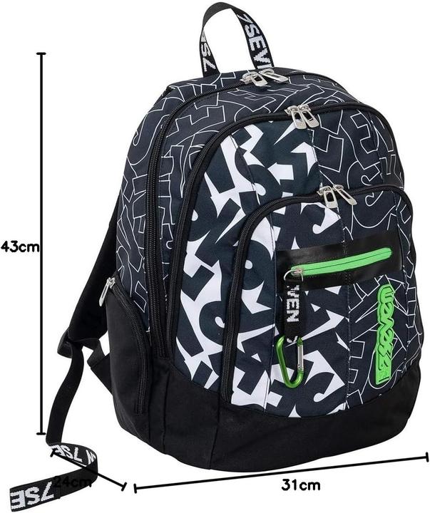 Actual product image Seven Advanced Alpha Beat Unisex Two Compartment School Backpack