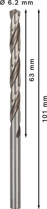 Actual product image Bosch Professional Zubehör PRO Metal HSS-G twist drill, 6.2 x 63 x 101 mm (6.2 mm)