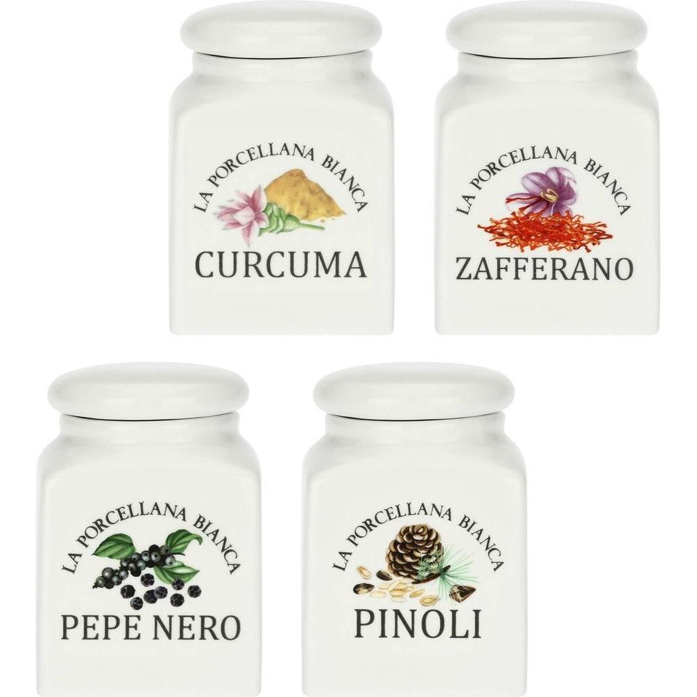 Thumbnail - La Porcellana Bianca Set mit 4 Conserva Gewürzdosen - Weiss 175 ml, Vorratsbehälter, Weiss