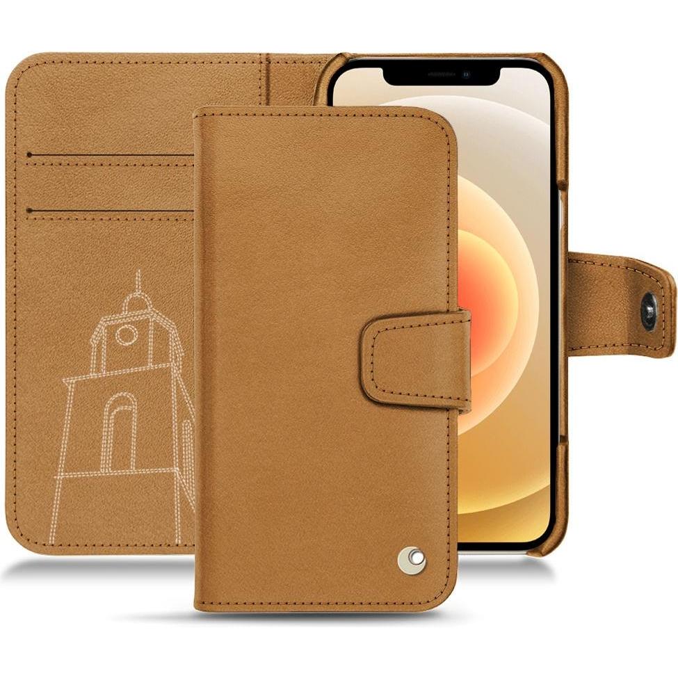 Noreve Lederschutzhülle Wallet (Apple iPhone 12 mini), Smartphone Hülle, Braun