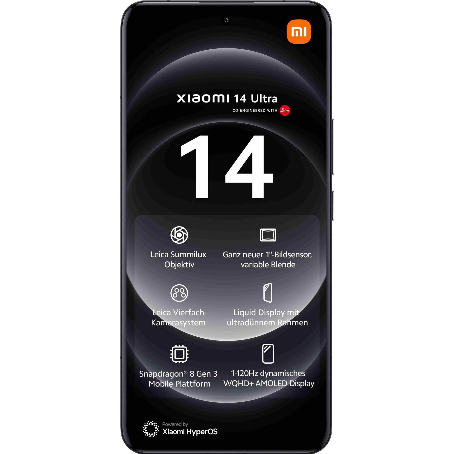 Thumbnail - Xiaomi 14 Ultra (512 GB, Black, 6.73", Dual SIM, 50 Mpx, 5G), Smartphone, Schwarz