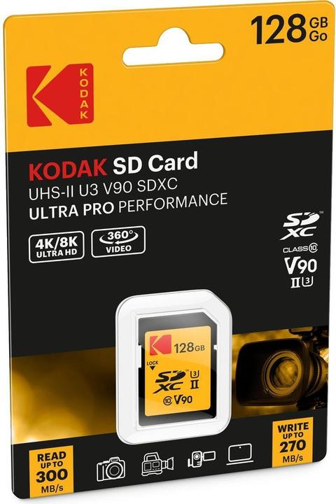 Immagine prodotto Kodak SD 128GB UHS-II U3 V90 Ultra Pro (128 GB, SDXC, U3, UHS-II)