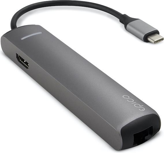 Actual product image Epico USB Type-C HUB SLIM (4K HDMI & Eth (USB-C, 4 ports)