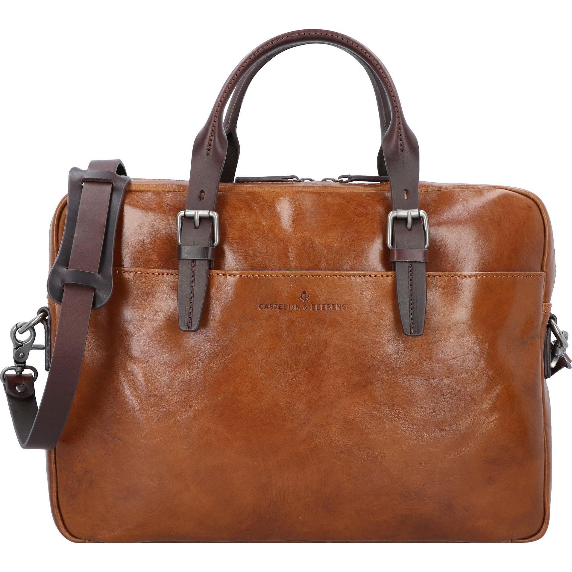 Castelijn & Beerens Rien Aktentasche RFID Leder 41 cm Laptopfach (15.55"), Notebooktasche, Braun