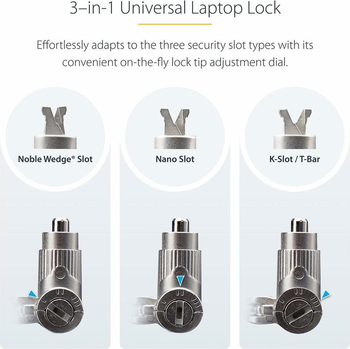 Productafbeelding StarTech COM 25-Pack Universele Laptopsloten 2m Hoofdsleutel Veiligheidsslot Noble Wedge/Nano/K-Slo