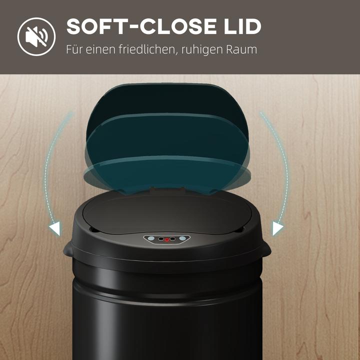 Produktbild Homcom Sensor-Mülleimer Edelstahl, Kunststoff Schwarz (50 l)