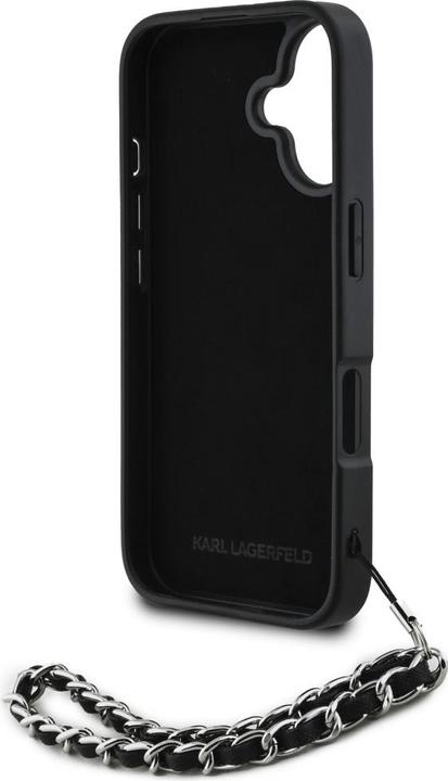 Actual product image Karl Lagerfeld Case Saffiano Crystals w/Chain for iPhone 16 black (Apple iPhone 16)