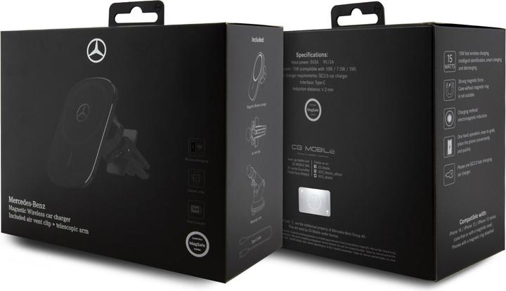 Actual product image Mercedes-Benz Mercedes ład. indukcyjna MEWCCGSLK 15W do kratki went/szybę czarny/black Silver Stars MagSafe