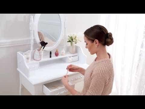 Produktbild tectake Schminktisch (40 x 40 x 143 cm)