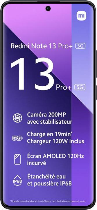 Produktbild Xiaomi Redmi Note 13 Pro+ (512 GB, Schwarz, 6.65", Dual SIM, 5G)