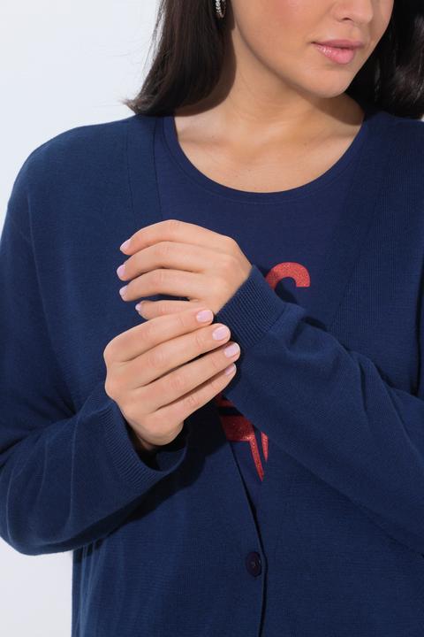 Produktbild Ulla Popken Strickjacke, Knopfverschluss, V-Ausschnitt, Langarm (62)