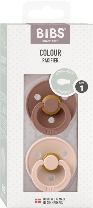 Produktbild Bibs Colour Latex Schnuller (symmetrisch, 0-6 Monate), Woodchuck & Blush (2 x, bis 6 Monate)