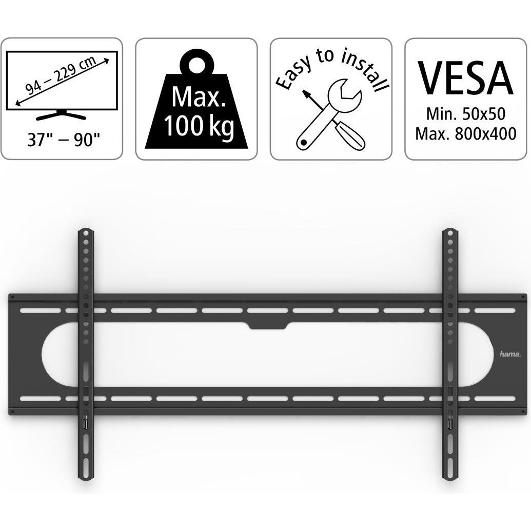 Thumbnail - Hama FIX Strong (Wand, 90", 100 kg), TV Wandhalterung, Schwarz