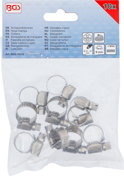 Produktbild BGS Schlauchklemmen rostfrei 10 x 16 mm 10-tlg. (Schlauchschelle, 10 mm)