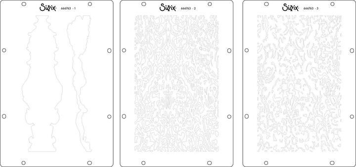 Produktbild Sizzix Studio Stempelset 14er- Pack / 3er-Set Schablonen - „Ornate“ von Vic Hollins