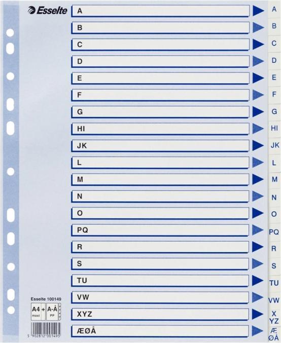 Actual product image Esselte Index PP A4 A-Å Maxi hvid