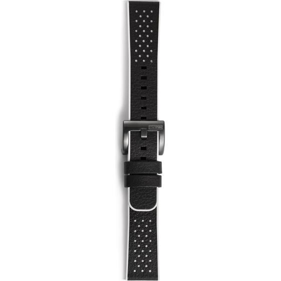 Strap Studio Hybrid Sport Strap (20 mm, Kautschuk, Leder, Gear Sport), Uhrenarmband, Schwarz, Weiss