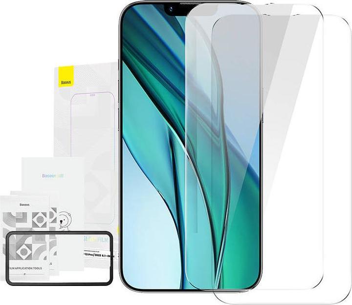 Actual product image Baseus All-glass Crystal Tempered Glass EasyStick Film iP14 (Pack of 2) (2 pcs., Apple iPhone 14)