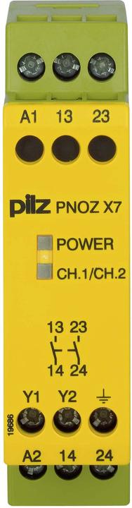 Actual product image Pilz PNOZ/X7 emergency stop relay,230Vac 2NO
